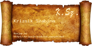 Krizsik Szabina névjegykártya
